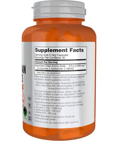 Now Foods BCAA 120 Capsules - Sports Amino Acids for Muscle Recovery - Buy Online on GoSupps.com