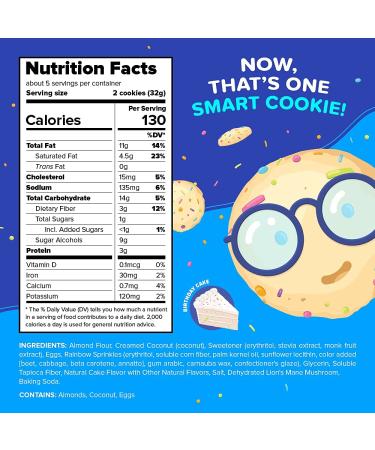 Smart Keto Cookies - High Protein Low Carb Snacks for Kids & Adults | Brain-Boosting Nutrients | Gluten-Free, Paleo, Diabetic-Friendly | No Added Sugar | Birthday Cake Flavor - Buy Online on GoSupps.com