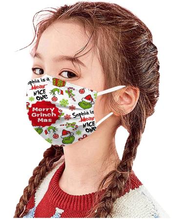 100Pcs Kids Grinch Disposable Face_Mask - Christmas Childrens Face_Mask Assorted Colors Design Boys Girls 3-Ply Face_Covering (Grinch C) - Buy Online on GoSupps.com