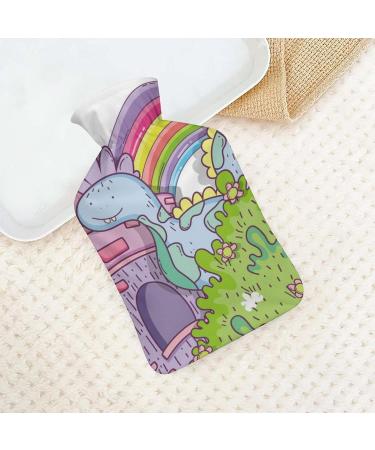 Dinosaur Castle Hot Water Bottle with Plush Cover - Hand Warmer for Adults & Kids | 26.5x15.3cm - International Shipping - Buy Online on GoSupps.com