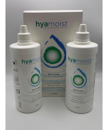 Hyamoist Multi-Purpose Contact Lens Solution 2X 360ml. Complete All-in-one Multipurpose Solution containing Sodium Hyaluronate Highly Recommended for Users of Soft Contact Lenses. 3 Month Supply - Buy Online on GoSupps.com
