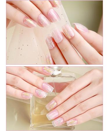 EBANKU 20pcs Nail Wraps Self Adhesive Gel Nail Stickers Nail Gel Polish Sticker Salon-Qulity Nail Strips UV/LED Lamp Required Gel Strips for Nails with Nail File and Stick(Pink Flow) - Buy Online on GoSupps.com