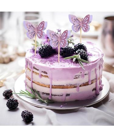 48 Pcs Glitter Butterfly Cupcake Toppers Purple Butterfly Cupcake Toppers 3D Double Layers Cupcake Topper Decorations Stand Food Picks Decorations for Butterfly Theme Birthday Party Wedding Supplies - Buy Online on GoSupps.com