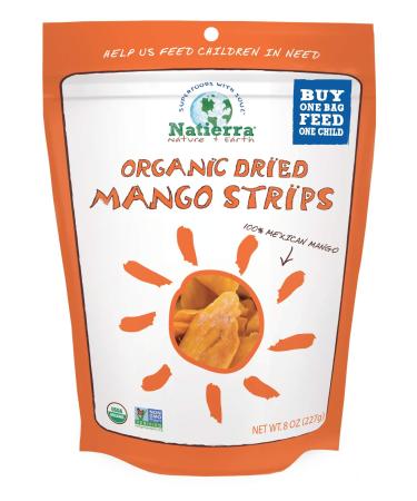 Natierra Organic Dried Mango Strips, No Sugar Added, Non-GMO & Vegan, 8 Ounce Bag Mango Strips 8 Ounce (Pack of 1)