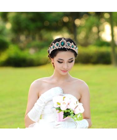 Frcolor Green Rhinestone Tiara Crown for Women - Elegant Wedding Headband & Queen Crown - Buy Online on GoSupps.com
