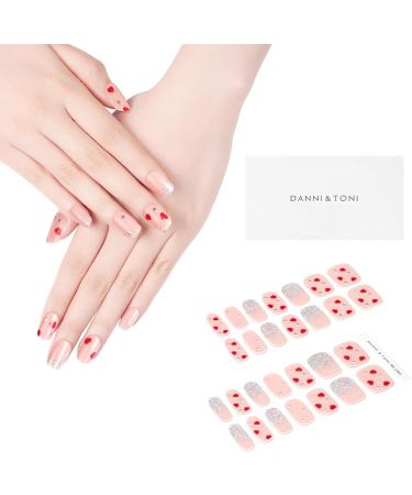 Danni & Toni Half Hardened Gel Nail Films - Sweet Love Red Heart Glossy UV Gel Nail Foil Stickers | Self-Adhesive 28 Pack - Buy Online on GoSupps.com