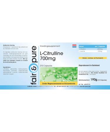 Fair & Pure L-Citrulline Capsules 700mg - Vegan - 210 Capsules - Buy Online on GoSupps.com