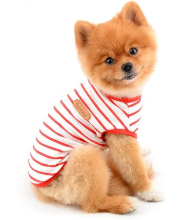 Summer Striped T-Shirt for Small & Medium Dogs | Smalllee_lucky_Store - Sleeveless Red Apparel for Yorkies Chihuahuas & Cats - Buy Online on GoSupps.com