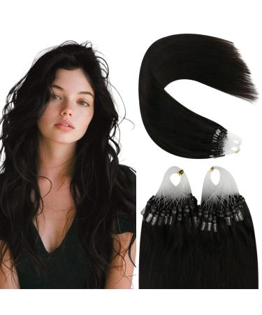 Youngsee Microring Extensions Real Hair Brown 55cm Microring Extensions Dark Brown Extensions Real Hair Microring 1g Microring Hair Extensions Micro Hair Extensions 50g #2 55 cm-Micro 3-3- #2