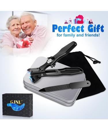 Senior-Friendly Wide Open Toe Nail Clippers for Thick Nails - Heavy Duty Design with Catcher & Nail File - Black No Splash Clippers for Men and Women - Buy Online on GoSupps.com