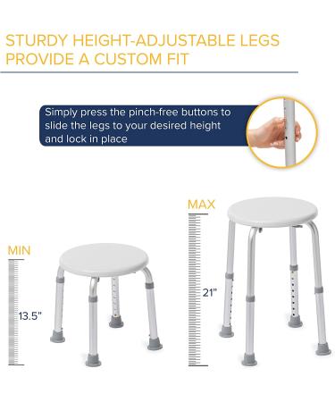 Drive Medical RTL12004KD White Handicap Bathroom Stool - Adjustable Shower Seat - Buy Online on GoSupps.com