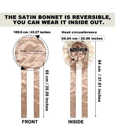 Satin Reversible Bonnet for Women - Coffee + Champagne Silk Hair Bonnet for Curly Hair - Double Layer Sleep Cap with Tie Band - Night Cap for Sleeping - Buy Online on GoSupps.com