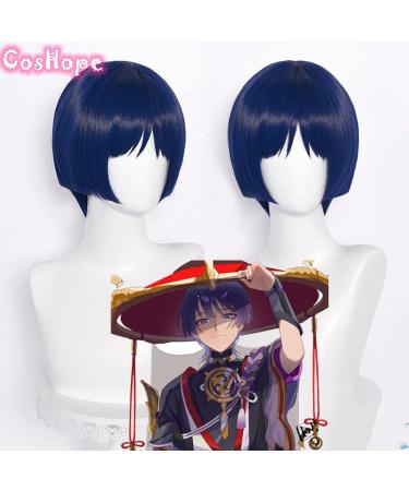 Genshin Impact Scaramouche 30cm Wig - Blue Purple & Black Heat-Resistant Synthetic Cosplay Wig - Perfect for Anime & Halloween - Buy Online on GoSupps.com