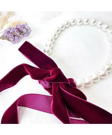 VSILAY Elegant Dark Green Velvet Loop Choker Necklace for Women | Imitation Pearls Collarbone Chain | Y2K Wedding Jewelry & Gift - Buy Online on GoSupps.com