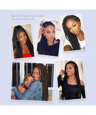KRALER 36-Inch Full Lace Knotless Braided Wig for Black Women - Pre-Plucked Square Base Lace Front Wig with Baby Hair - Natural Black - Buy Online on GoSupps.com