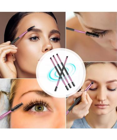 12-Piece Dual-Ended Eyebrow Brush Set - Precision Shaping & Filling with Spoolie Brush - Black Handle & Pink Tube - International Shipping - Buy Online on GoSupps.com