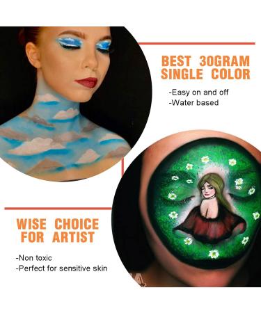 Bowitzki 30g Professional Face Paint Body Paint Water Based Face painting Makeup Safe for Kids and Adults Split Cake Single Color Halloween Christmas (Christmas Green) - Buy Online on GoSupps.com