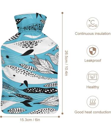Hot Water Bottle with Lid - Unicorn Fish Rubber Therapy Bag for Pain Relief Cramps & Foot Warmer - Buy Online on GoSupps.com