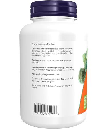 Now Foods Magnesium Citrate Powder 227g Unflavored 227 g (Pack of 1) - Buy Online on GoSupps.com