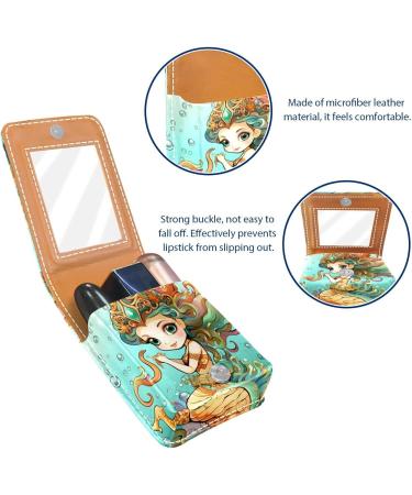 Travel Lipstick Organizer Case - Portable Makeup Bag with Mirror | Cute Mermaid Sea Horse Design - Buy Online on GoSupps.com