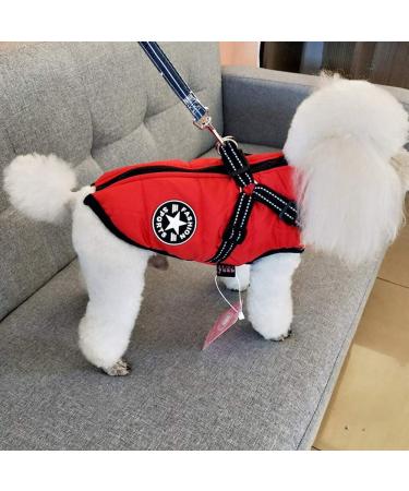 Warm Dog Winter Coat - Padded Jacket for Small Dogs & Cats | Outdoor Cold Weather Apparel in Size L Red - Buy Online on GoSupps.com