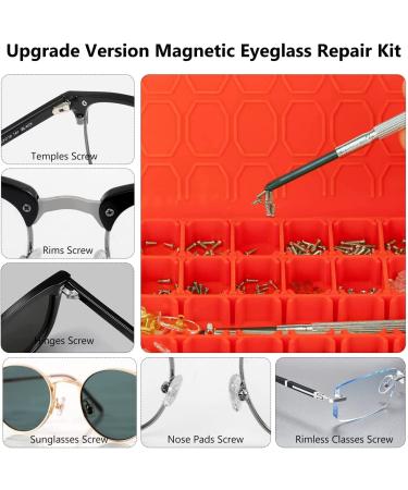 Magnetic Eye Glass Repairing Kit  Sunglasses Eyeglass Repair Kit with Eyeglass Screws Include 10 Pairs of Screw-in Nose Pads  Screws  Screwdrivers  Tweezer and Cleaning Cloth for Glasses - Buy Online on GoSupps.com