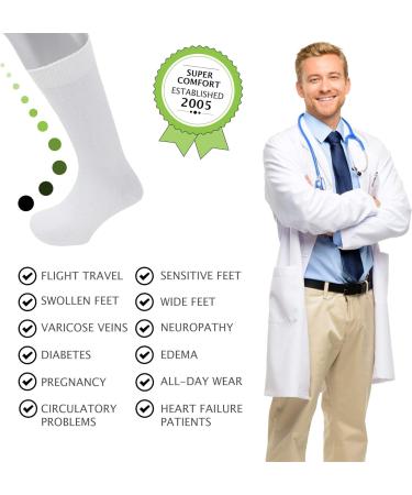Sugar Free Sox Diabetic Socks for Men - Maximize Circulation & Comfort - 6 Pairs (10-13 Black/White) - Buy Online on GoSupps.com