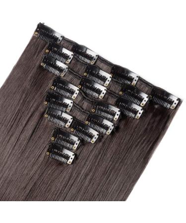 Silk-co 23 8PCS Dark Brown Clip in Hair Extensions | 100% Synthetic Straight Hair Piece | 23 Inch Full Head Coverage - Buy Online on GoSupps.com