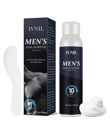 Hair Removal Spray Foam for Men Hair Removal Cream IVNIL - Effective & Painless Hair Removal Cream for Men's Underarm, Chest, Back, Legs - Depilatory Cream, Suitable For All Skin Types