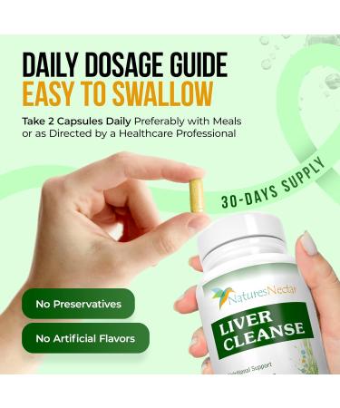 Nature's Nectar Liver Cleanse Detox & Repair Active Liver Support Supplement with Milk Thistle Liver Detox Helps Repair & Protect Liver, Aids Fatty Liver & Gallbladder Health 60 Capsules - Buy Online on GoSupps.com