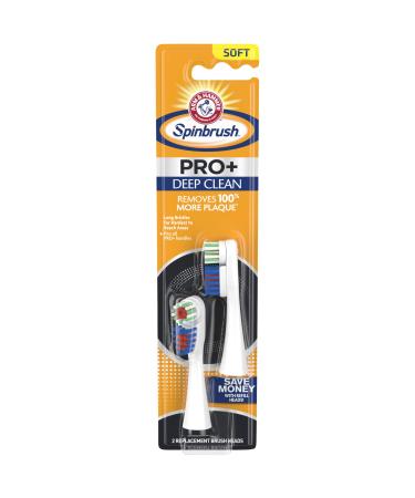 Spinbrush PRO+ Deep Clean REFILLs Spinbrush Battery Powered Toothbrush Removes 100% More Plaque- Soft Bristles -Two Replacement Heads