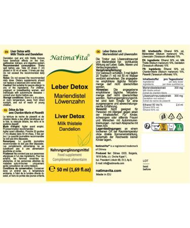 D tox du foie Chardon-Marie et Pissenlit 50 ml D toxifiant et r g n rant pour le foie la v sicule biliaire et le syst me digestif 100% naturel NatimaVita 50 ml (Lot de 1) - Buy Online on GoSupps.com