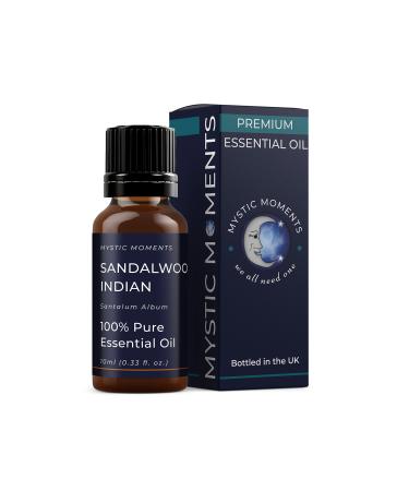 Mystic Moments |Sandalwood Indian essential oil 10ml -pure and natural oil for diffusors aromatherapy and massage mixtures of vegan GMO -Free