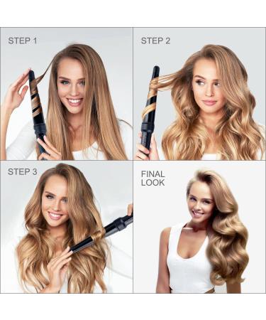 Olityna Ceramic Tapered Curling Wand 1.25 Inch - Professional Hair Curling Iron with Adjustable Temperature and Auto Shut Off - Buy Online on GoSupps.com