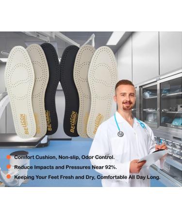Premium Leather Insoles for Men & Women | Nonslip Shoe Inserts for Comfort & Odor Control - 3 Pairs - Buy Online on GoSupps.com