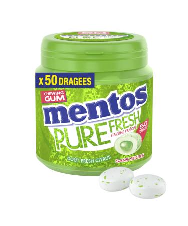 MENTOS GUM Chewing Gum Mentos Pure Fresh Citrus Sugar Free Lemon Fragrance Ultra Gourmand/Fresh Mint Long Lasting Box of 50 Sugars, 100 g