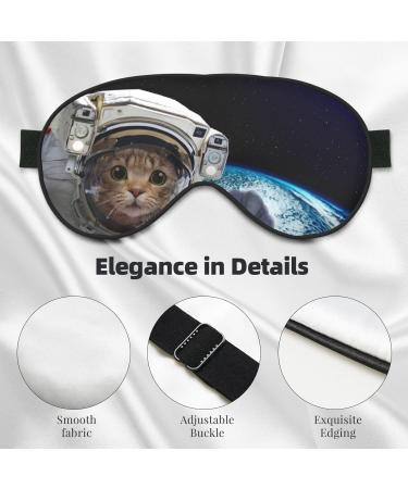 Cat Astronaut Print Eye Mask - Soft Sleep Blindfold with Elastic Strap for Travel & Night Sleep - Buy Online on GoSupps.com