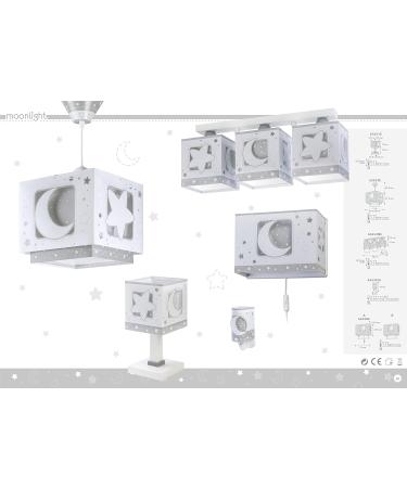 Dalber Fluorescent Hanging Lamp Moon and Star - Grey 63232E | Stylish Kids Lighting for Global Shipping - Buy Online on GoSupps.com