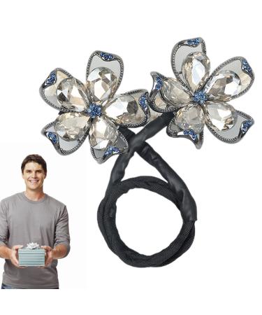 Flower Barrettes for Women | Cloth Alloy Flower Bud Shape Hair Clips Handmade Elastic Barrettes Hair Accessories for Stylish crystal