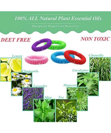 Scentpellent Mosquito Bracelets 10pcs - All Natural Plant-Based Oil Bands for Kids & Adults - Travel Insect Bracelet - Keeps Bugs Away - Mixed Colors - Buy Online on GoSupps.com