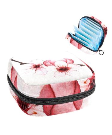 Women's bonds Storage bag Stillpad holder ink ink cherry blossom Flowers Portable period kit pocket feminine product bag for women girls color1