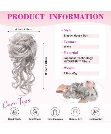 REECHO Messy Bun Hair Piece Updo Elastic Synthetic Hair Donut Scrunchies - Grey/Brown/Silver/White - Buy Online on GoSupps.com