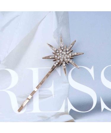 Inilbran Hairpin Clip Boho Crystal Star Hair Clip Hair Clip Gold Rhinestone Hair Pin Decorative Hair Pin Cz Star Head Clip Shiny Bridal Hair Accessories for Her (Large) - Buy Online on GoSupps.com