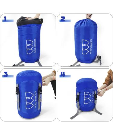 Gold Armour Nylon Compression Stuff Sack - Lightweight Sleeping Bag Compression Sack for Travel, Camping, Backpacking - Blue - 8L/15L/20L/35L - Buy Online on GoSupps.com
