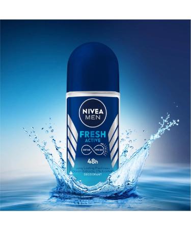 NIVEA FRESH ACTIVE ROLL-ON FREE ALCOHOL ANTIPERSPIRANT DEODORANT 48 HOURS PROTECTION 1.7 OZ (Pack of 6) 3 1.69 Fl Oz (Pack of 6) Fresh - Buy Online on GoSupps.com