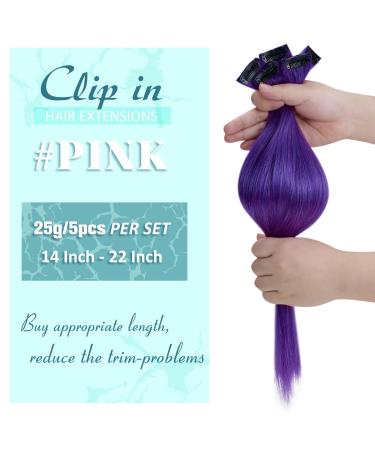 Runature Clip In Extensions Real Hair - Lila 35cm Remy Purple Hair Extensions | 5pcs 25g Invisible Clip-Ins - Buy Online on GoSupps.com