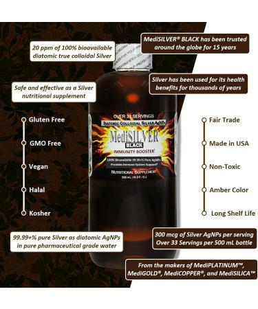 MediSILVER Black Immunity Booster - True Colloidal Silver AgNP 500 mL | Boost Your Immunity | Ship Worldwide - Buy Online on GoSupps.com