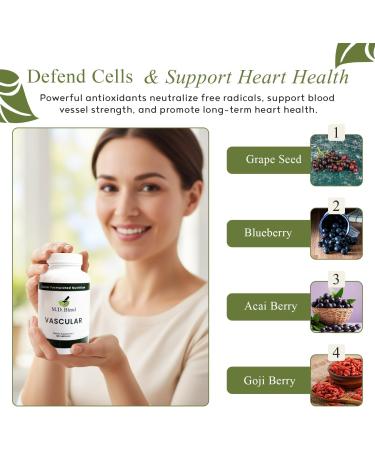 M.D. Blend Vascular Support Supplement L-Arginine, Garlic, Pomegranate & Beet Root Formula Supports Circulation, Blood Flow & Nitric Oxide Production 120 Capsules (Pack of 1) - Buy Online on GoSupps.com