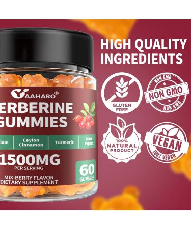 (2 Pack) Berberine with Ceylon Cinnamon Gummies - 1500mg Berberine HCI Supplement with Chromium Turmeric and Milk Thistle - Immune Support - for Women & Men - 120 Sugar Free Gummies - Buy Online on GoSupps.com