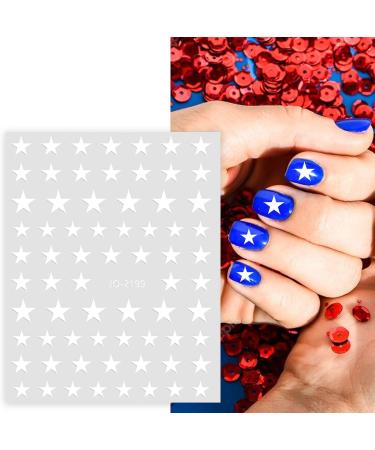 6 Sheets 3D Star Nail Stickers - Red Blue & White Self-Adhesive Nail Decals for Patriotic Women - Buy Online on GoSupps.com